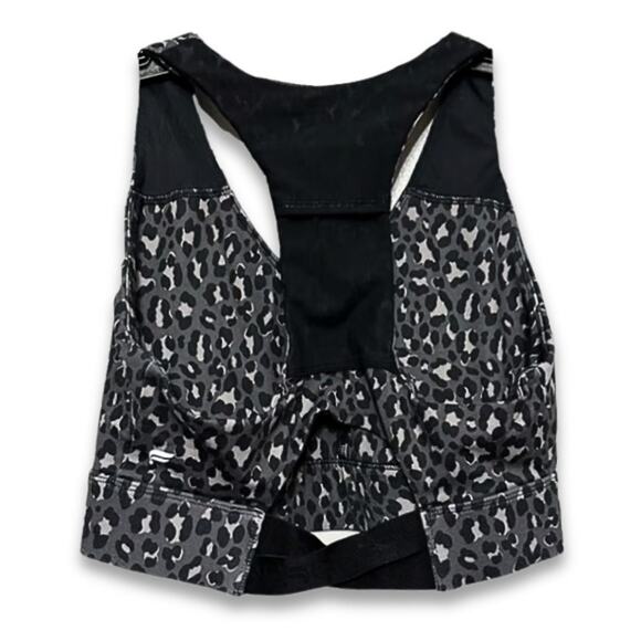 Fabletics Sports Bra Leopard Print Cut-Out Racerback Pullover Black/Gray W XS - Picture 4 of 7